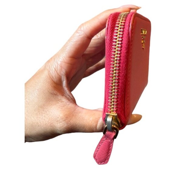 Authentic Prada Saffiano Leather Zip Coin Wallet | Pink - Picture 3 of 7